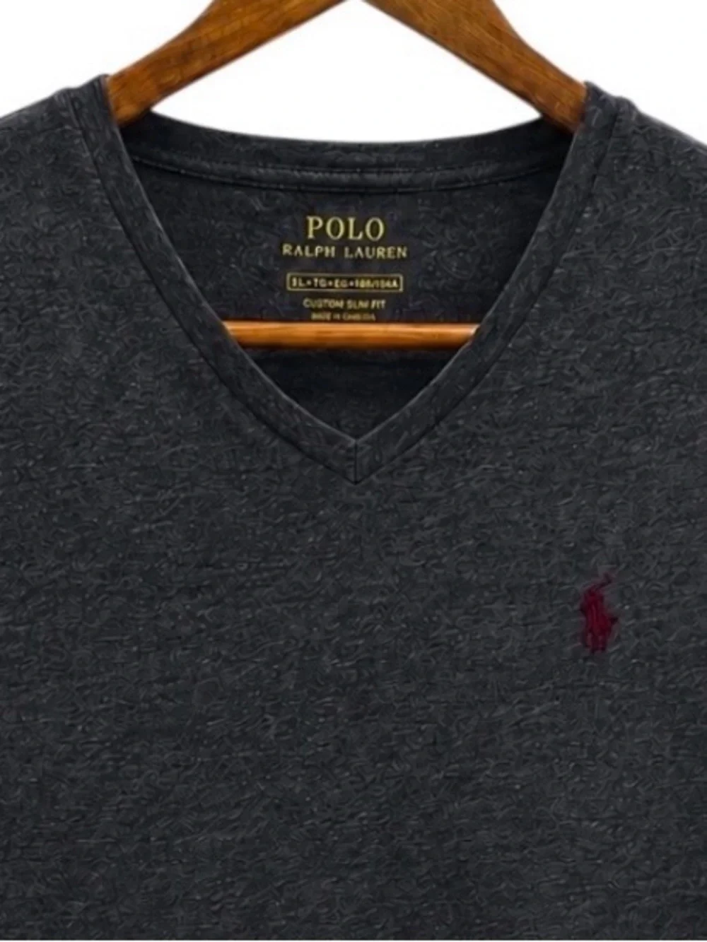 Polo Ralph Lauren Men’s XL Custom Slim Fit V-Neck T-Shirt Dark Heather Gray